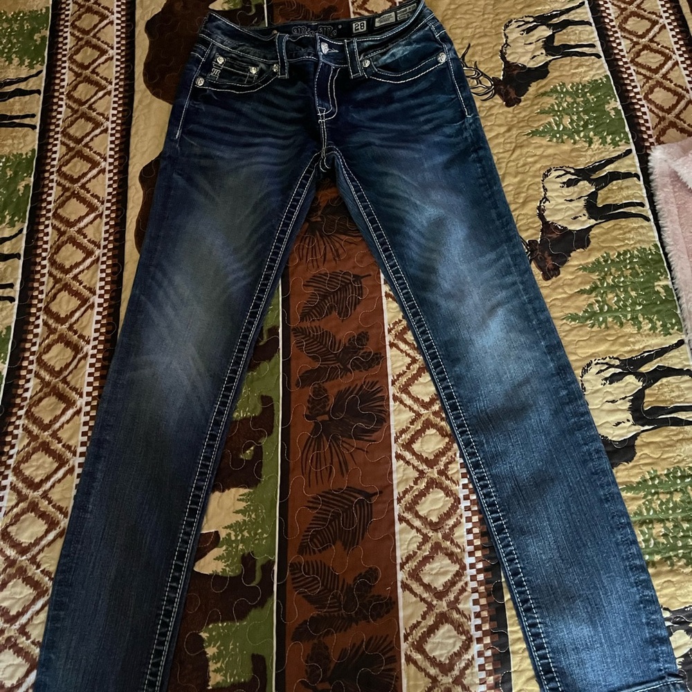 Miss Me Signature Skinny Jeans in Dark Blue size 28